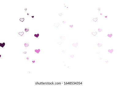 Light Pink vector template with doodle hearts. Beautiful celebration style hearts on abstract illustration. Pattern for marriage gifts, congratulations.