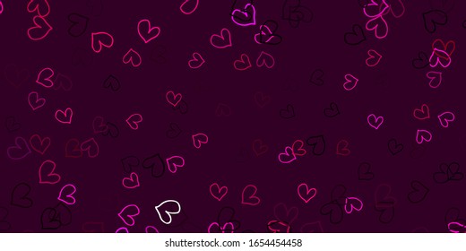 Light Pink vector template with doodle hearts. Illustration with hearts in love concept for valentine's day. Pattern for marriage gifts, congratulations.