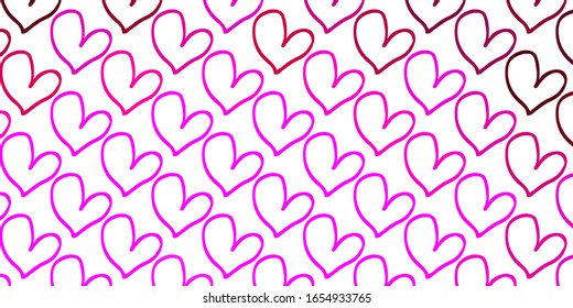 Light Pink vector template with doodle hearts. Blurred decorative design in doodle style with hearts. Template for Valentine's greeting postcards.