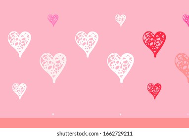 Light Pink vector template with doodle hearts. Smart illustration with gradient hearts in valentine style. Pattern for marriage gifts, congratulations.