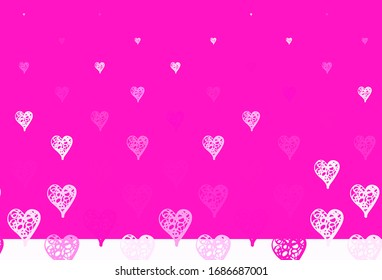 Light Pink vector template with doodle hearts. Beautiful celebration style hearts on abstract illustration. Pattern for carnival, festival romantic leaflets.