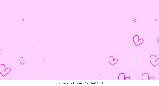 Light Pink vector template with doodle hearts. Simple design in abstract style with women rights activism. Best design to show the power of women.