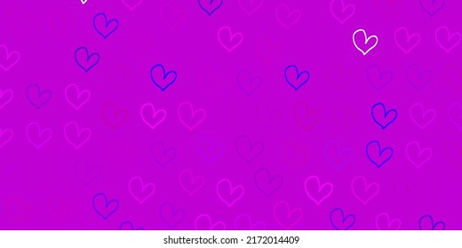 Light Pink vector template with doodle hearts. Colorful illustration with gradient feminism shapes. Background for International Women Day.