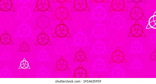 Light Pink vector template with esoteric signs. Colorful vintage illustration with gradient alchemy shapes. Design for magic, spiritual events.