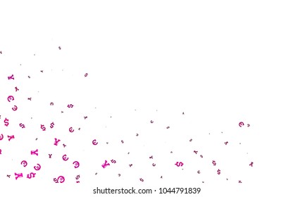 Light Pink vector template with Euro, Dollar, Yen. Blurred design in with symbols of EUR, USD, JPY. Best design for your ad, poster, banner of money.