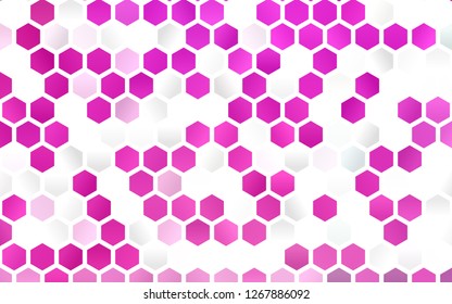 Light Pink vector template in hexagonal style. Colorful hexagons on white backdrop. Pattern can for your ad, booklets.