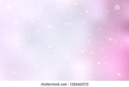 Light Pink vector template with ice snowflakes. Glitter abstract illustration with crystals of ice. New year design for your business advert.