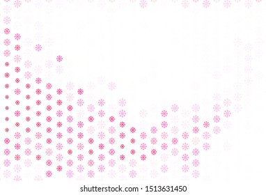 Light Pink vector template with ice snowflakes. Glitter abstract illustration with crystals of ice. New year design for poster, banner.
