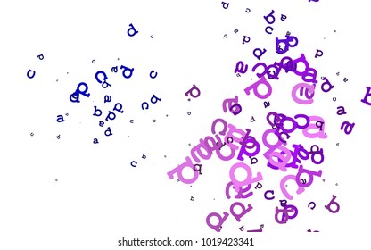Light Pink vector template with isolated letters. Shining colorful illustration with isolated letters. Template can be used as a background for ads of typography.