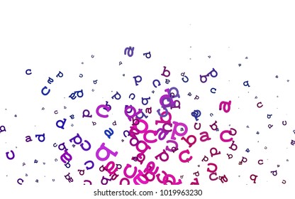 Light Pink vector template with isolated letters. Blurred design in simple style with signs of alphabet. The pattern can be used for ad, booklets, leaflets of education.