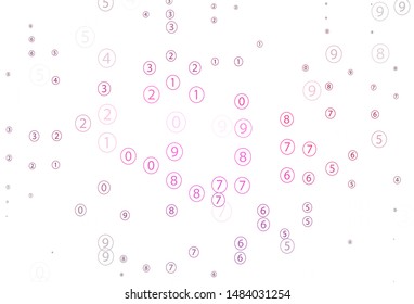 Light Pink vector template with isolated numerals. Blurred design in simple style with collection of numerals. Best design a poster, banner of a math college.