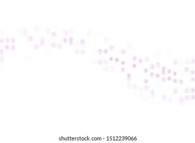 Light Pink vector template with isolated numerals. Modern geometrical illustration with numerals. Pattern for school, grammar websites.