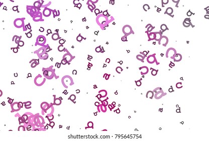 Light Pink vector template with isolated letters. Modern geometrical illustration with ABC english symbols. The pattern can be used for school, grammar websites.