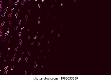 Plantilla vectorial rosa claro con símbolos hombre, mujer. Ilustración inteligente en el estilo de gradiente colorido con signos de género. Diseño inteligente para aplicaciones de citas.