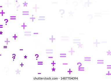 Light Pink vector template with math simbols. Modern geometrical illustration with numerals. Pattern for ad, booklets, leaflets of education.