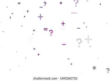 Light Pink vector template with math simbols. Shining colorful illustration with isolated Digit signs. Pattern for ad, booklets, leaflets of education.