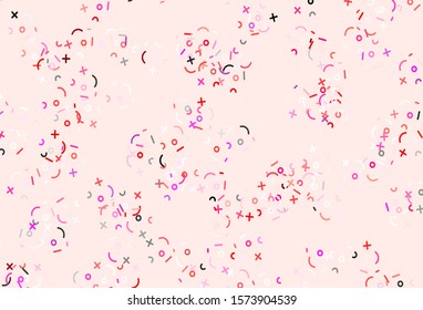 Light Pink vector template with math simbols. Modern geometrical illustration with numerals. Pattern for school, grammar websites.