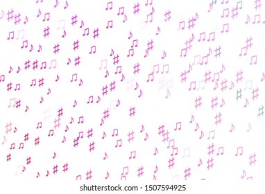 Light Pink vector template with musical symbols. Modern abstract illustration with melody keys. Pattern for festival leaflets.