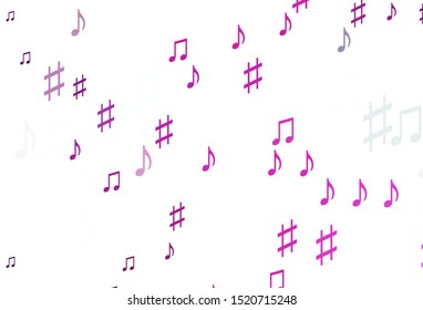 Light Pink vector template with musical symbols. Decorative design in abstract style with music shapes. Modern design for wallpapers.