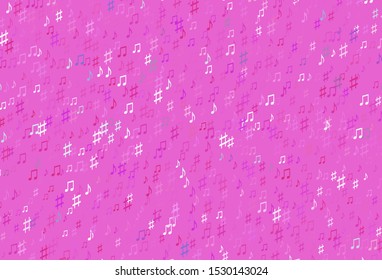 Light Pink vector template with musical symbols. Modern abstract illustration with melody keys. Modern design for wallpapers.