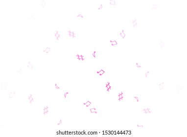 Light Pink vector template with musical symbols. Shining illustration of colorful gradient music notes. Pattern for festival leaflets.