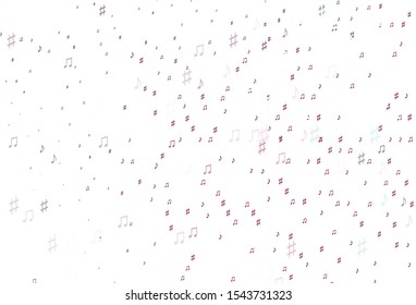 Light Pink vector template with musical symbols. Isolated colorful music keys on abstract background. Pattern for festival leaflets.