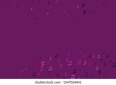Light Pink vector template with musical symbols. Abstract illustration with colorful symbols of melody. Pattern for websites of musitians.