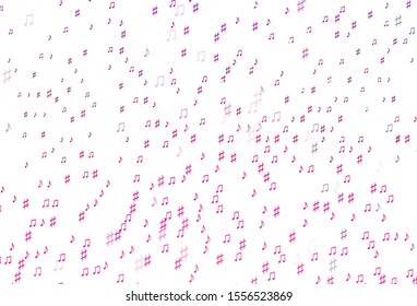Light Pink vector template with musical symbols. Abstract illustration with colorful symbols of melody. Pattern for websites of musitians.