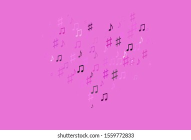 Light Pink vector template with musical symbols. Isolated colorful music keys on abstract background. Pattern for festival leaflets.