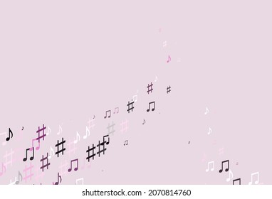 Light Pink vector template with musical symbols. Shining illustration of colorful gradient music notes. Modern design for wallpapers.