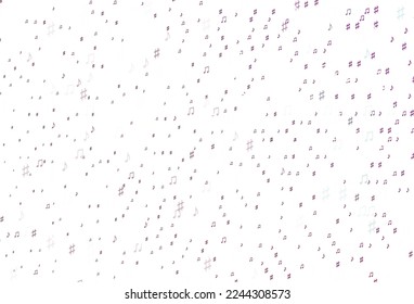 Plantilla vectorial rosa claro con símbolos musicales. Ilustración abstracta con coloridos símbolos de la melodía. Patrón de los folletos del festival.