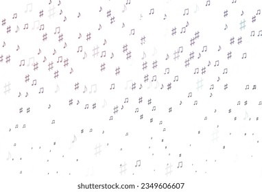 Hellrosa Vektorvorlage mit musikalischen Symbolen. Einzeln bunte Musikschlüssel auf abstraktem Hintergrund. Muster für Schulwerbung, Broschüren.