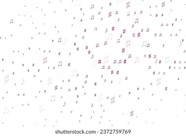 Light Pink vector template with musical symbols. Isolated colorful music keys on abstract background. Template for fasion magazines.