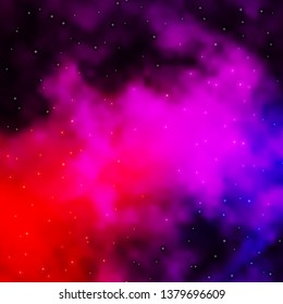 Light Pink vector template with neon stars. Colorful illustration with abstract gradient stars. Design for your business promotion.