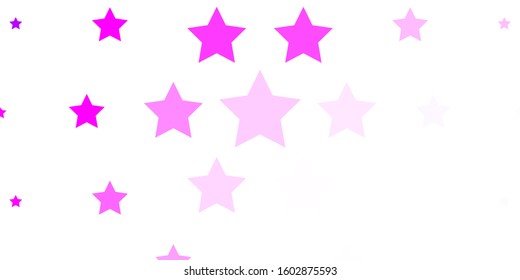 Light Pink vector template with neon stars. Shining colorful illustration with small and big stars. Pattern for websites, landing pages.