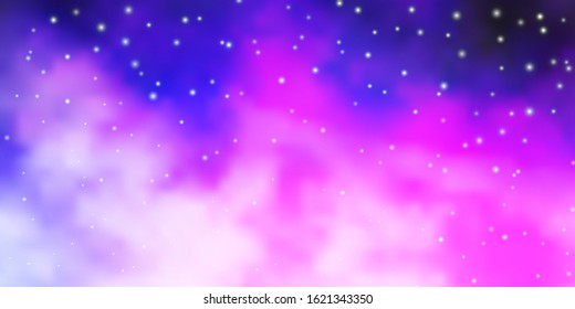 Light Pink vector template with neon stars. Shining colorful illustration with small and big stars. Theme for cell phones.