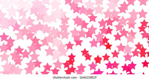 Light Pink vector template with neon stars. Blur decorative design in simple style with stars. Pattern for websites, landing pages.