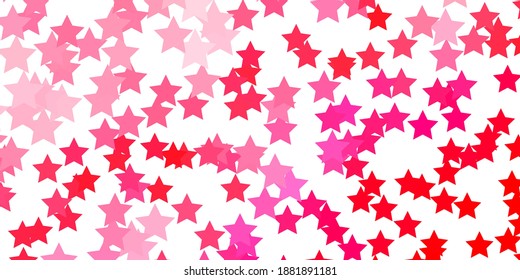 Light Pink vector template with neon stars. Blur decorative design in simple style with stars. Pattern for websites, landing pages.