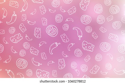 Light Pink vector template with organic meal. Decorative shining illustration with food on abstract template. Pattern for ads of breakfast, lunch, dinner.