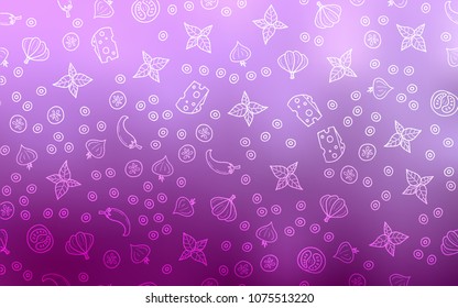 Light Pink vector template with organic meal. Illustration with set of fresh food in doodle style. Pattern for menu of cafes, bars, restaurants.