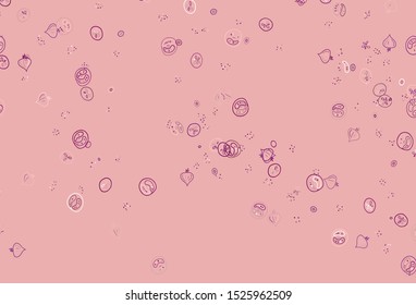 Light Pink vector template with organic meal. Abstract background with colorful Fast Food illustrations. Doodle design for your business advert of cafes.