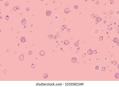 Light Pink vector template with organic meal. Abstract background with colorful Fast Food illustrations. Doodle design for your business advert of cafes.