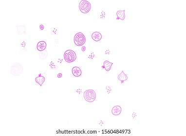 Light Pink vector template with organic meal. Abstract background with colorful Fast Food illustrations. Pattern for ad, booklets, leaflets of restaurants.