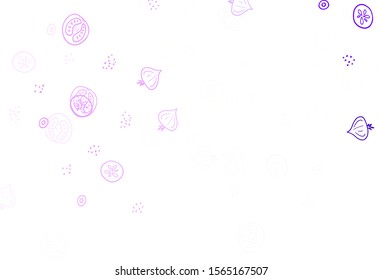 Light Pink vector template with organic meal. Glitter abstract sketch with gourmet food. Doodle design for your business advert of cafes.