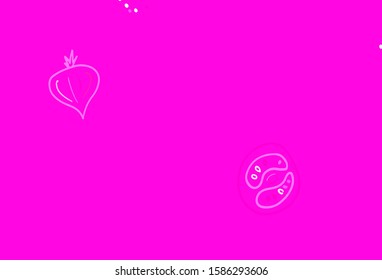 Light Pink vector template with organic meal. Decorative illustration with food on abstract template. Doodle design for your business advert of cafes.