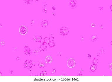 Light Pink vector template with organic meal. Decorative illustration with food on abstract template. Pattern for ad, booklets, leaflets of restaurants.