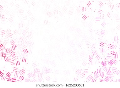 Light Pink vector template with repeated sticks, dots. Shining colored illustration with sharp stripes. Pattern for ads, posters, banners.