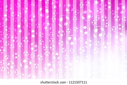 Light Pink vector template with soccer symbols. Shining illustration with soccer balls on a colorful backdrop. Pattern for booklets, leaflets of soccer turnament.
