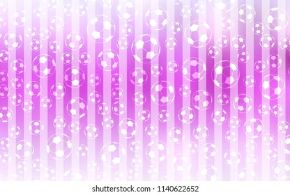 Light Pink vector template with soccer symbols. Shining illustration with soccer balls on a colorful backdrop. Smart design for ads of soccer matches.