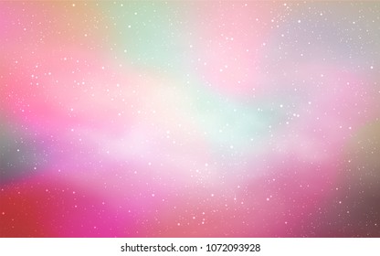 Light Pink vector template with space stars. Glitter abstract illustration with colorful cosmic stars. Pattern for astronomy websites.